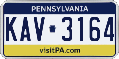 PA license plate KAV3164