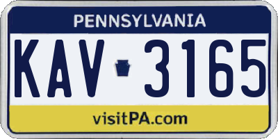 PA license plate KAV3165