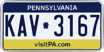 PA license plate KAV3167