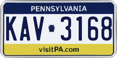 PA license plate KAV3168