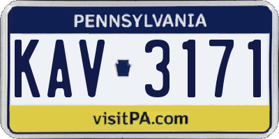 PA license plate KAV3171