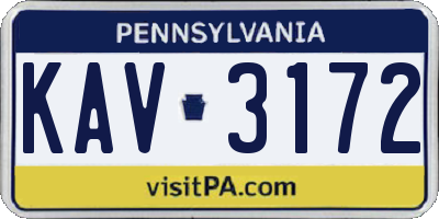 PA license plate KAV3172