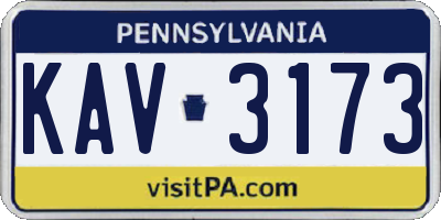 PA license plate KAV3173