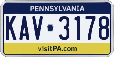 PA license plate KAV3178