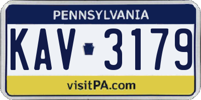 PA license plate KAV3179