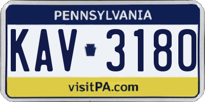PA license plate KAV3180