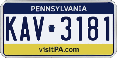 PA license plate KAV3181