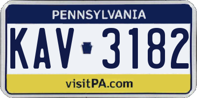 PA license plate KAV3182