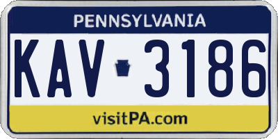 PA license plate KAV3186