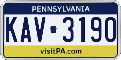 PA license plate KAV3190