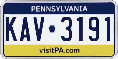 PA license plate KAV3191
