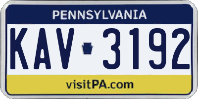 PA license plate KAV3192