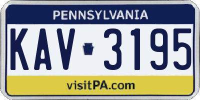 PA license plate KAV3195