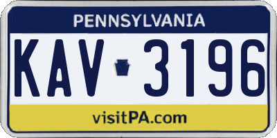 PA license plate KAV3196