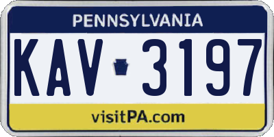 PA license plate KAV3197
