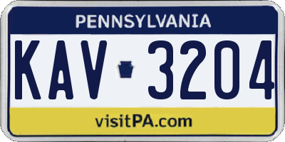 PA license plate KAV3204