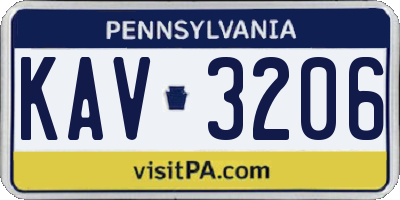 PA license plate KAV3206