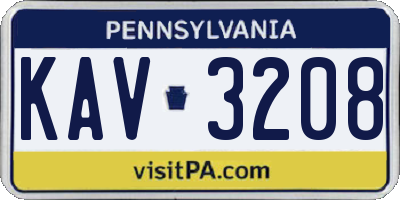 PA license plate KAV3208