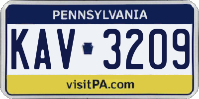 PA license plate KAV3209