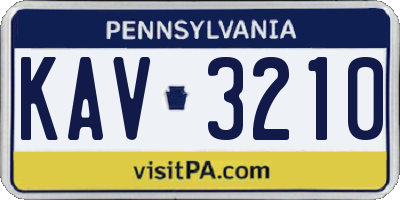 PA license plate KAV3210
