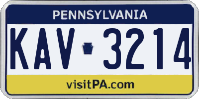 PA license plate KAV3214