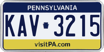 PA license plate KAV3215