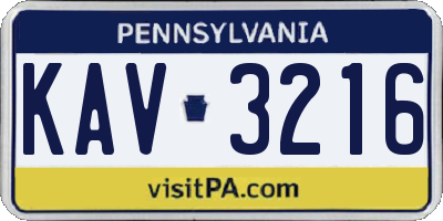 PA license plate KAV3216