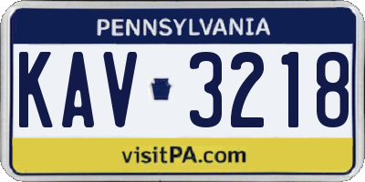 PA license plate KAV3218