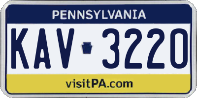 PA license plate KAV3220