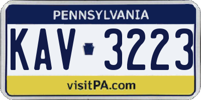 PA license plate KAV3223