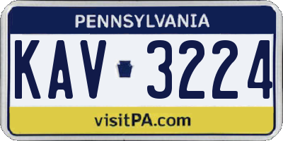PA license plate KAV3224