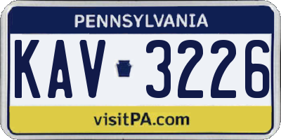 PA license plate KAV3226