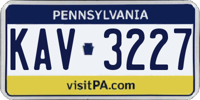 PA license plate KAV3227