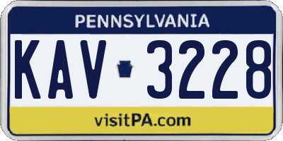 PA license plate KAV3228