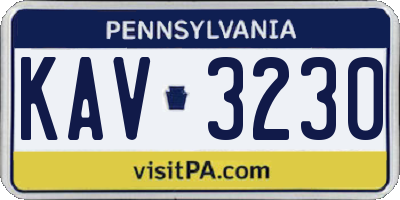 PA license plate KAV3230