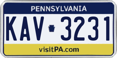 PA license plate KAV3231
