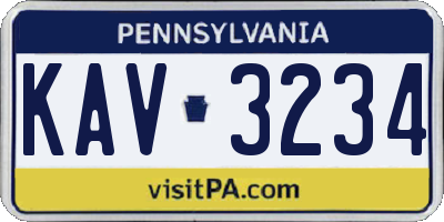 PA license plate KAV3234