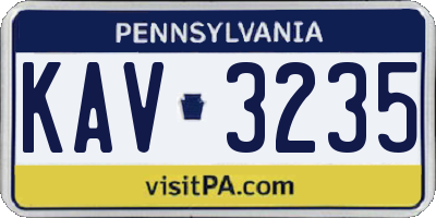 PA license plate KAV3235