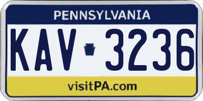 PA license plate KAV3236