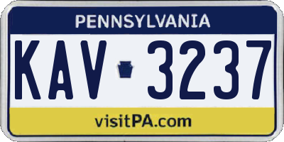 PA license plate KAV3237