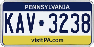 PA license plate KAV3238