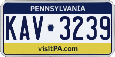 PA license plate KAV3239