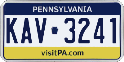 PA license plate KAV3241