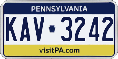 PA license plate KAV3242