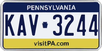 PA license plate KAV3244