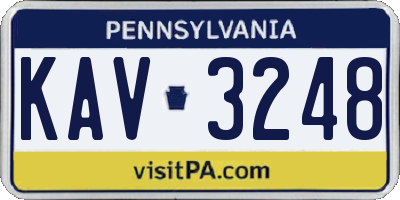 PA license plate KAV3248