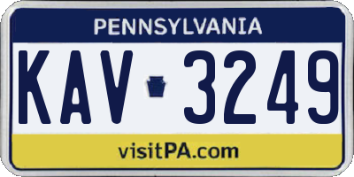 PA license plate KAV3249