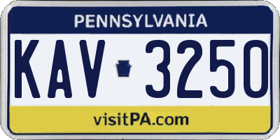 PA license plate KAV3250