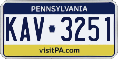PA license plate KAV3251