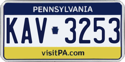 PA license plate KAV3253